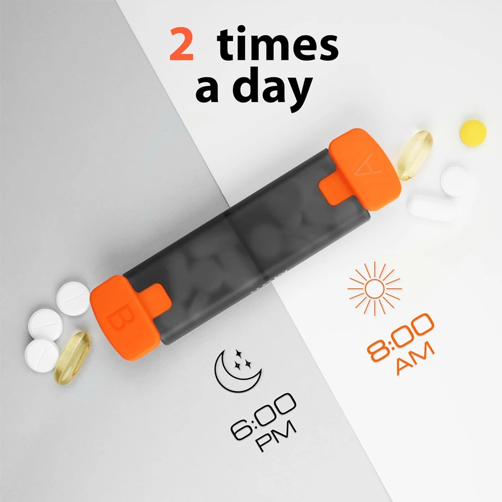 Weekly Pill Organizer 2 Times A Day Compact AM PM Pill Box, Large Pill Container for Medication, Vitamins, Fish Oils,Supplements