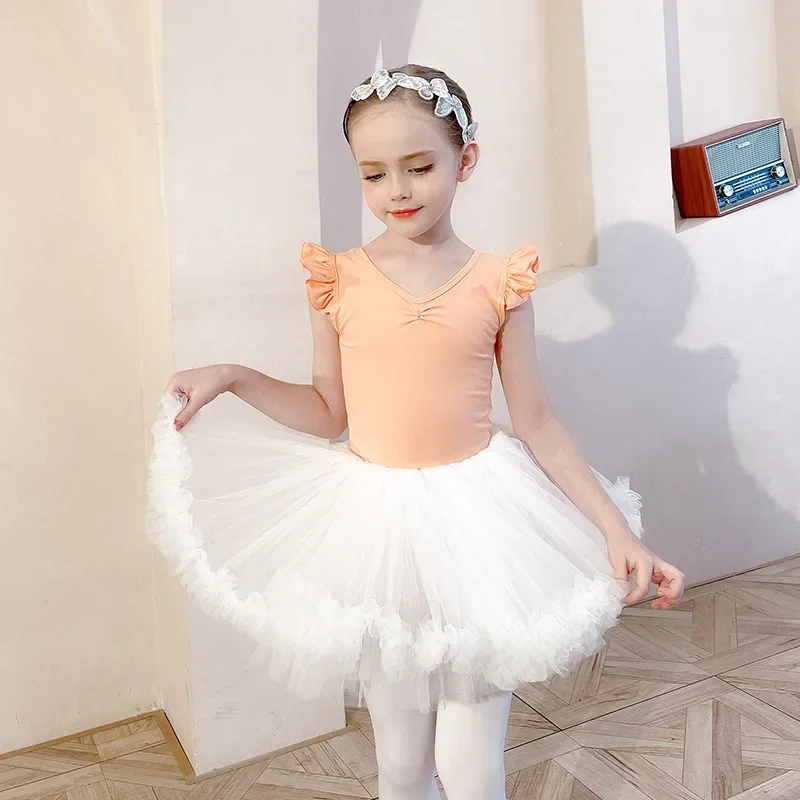 

Princess Tutu Dress for Stage Children's Ballet Dance Practice Costumes Girls Bodysuit for Dancing Gymnastics Leotards Dancewear