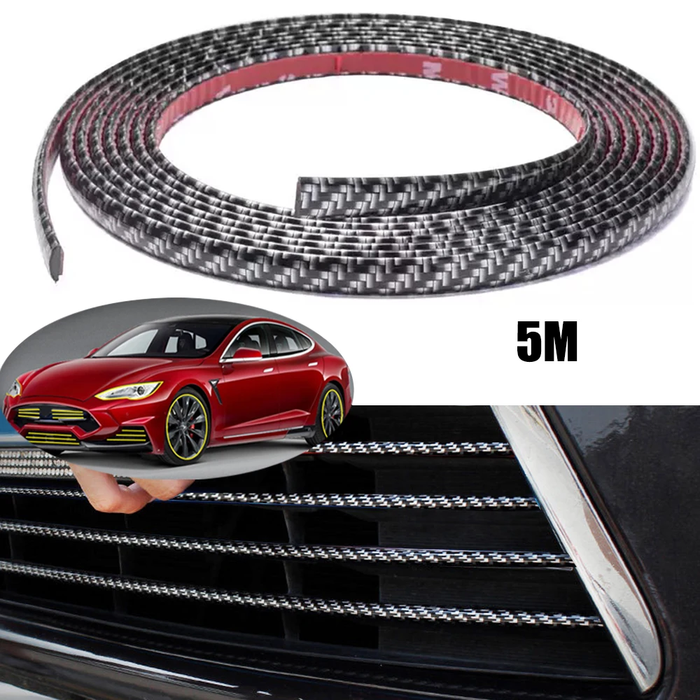 5M Door Protection Anti-Collision Strip, Easy To Install,Tight, Fade Resistant, Universal Carbon Fiber Patterned Wheel Protector
