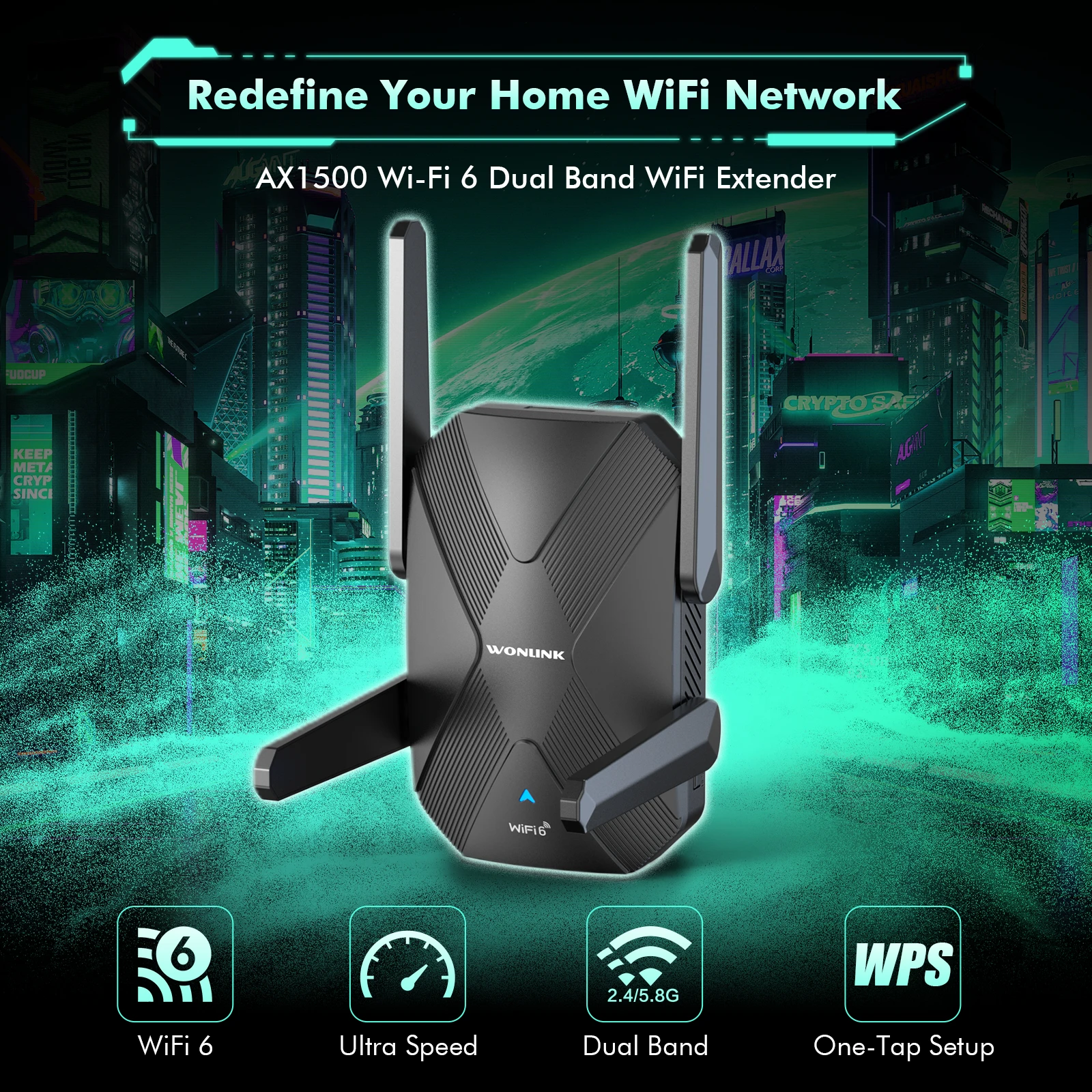 

AX1500 Удлинитель Wi-Fi 802.11ax Повторитель Wi-Fi 4*3 дБи Усилитель Wi-Fi 2,4/5,8 ГГц Усилитель Wi-Fi Вилка европейского/американского стандарта WIFI6 1500 Мбит/с