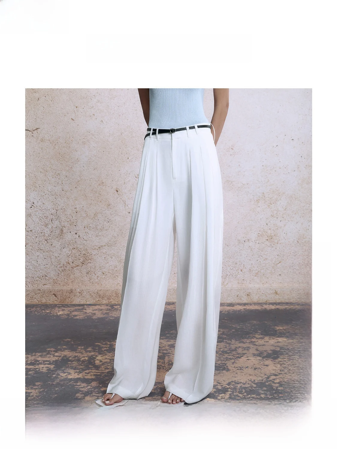 

Loose Wide Leg Pants Women's Summer New Sle Belted High Waist Casual Fiber Ladies Faion Founder Series