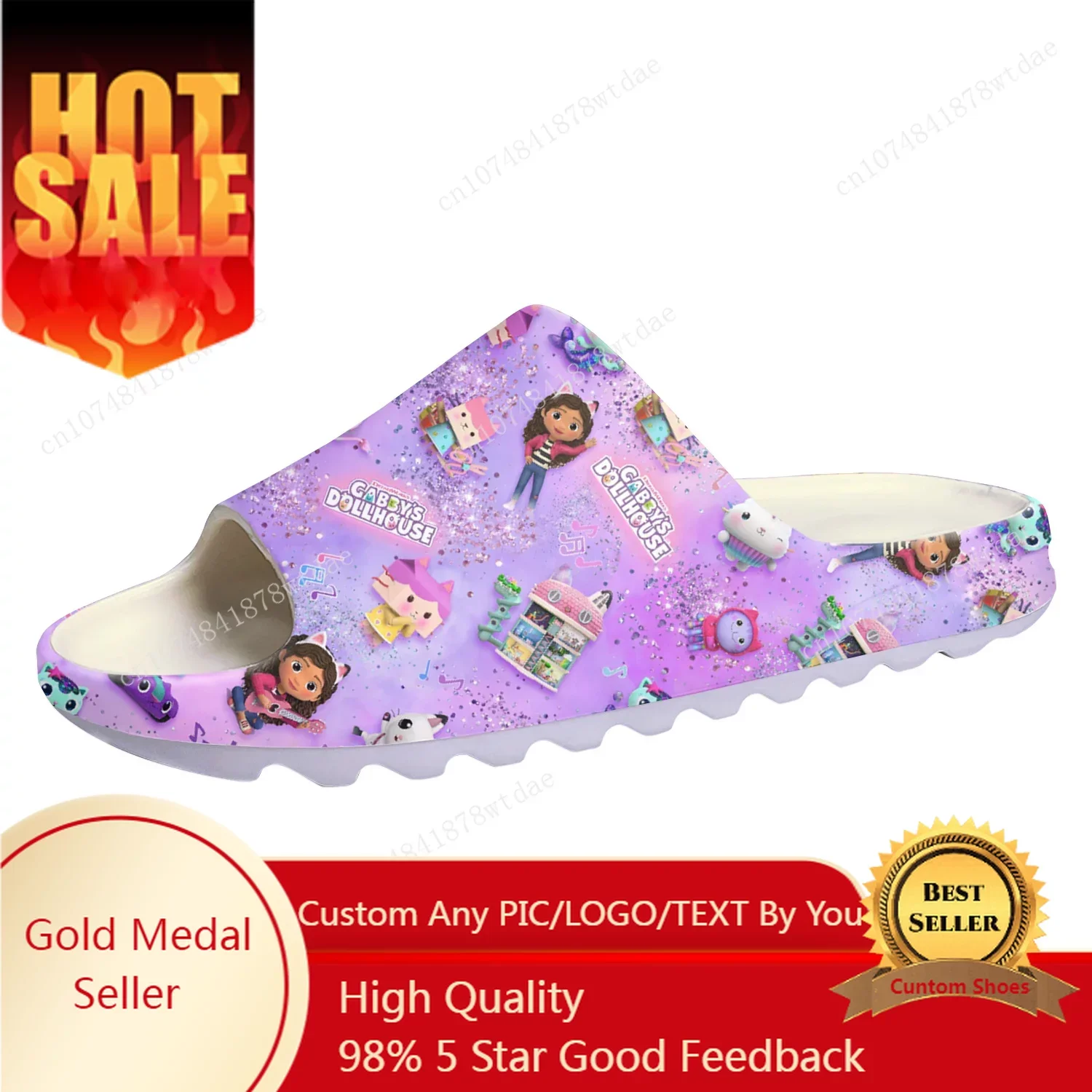 Gabbys Dollhouse Soft Sole Sllipers Mens Womens Teenager Home Clogs Anime Cartoon Step In Water Shoes On Shit Customize Sandals