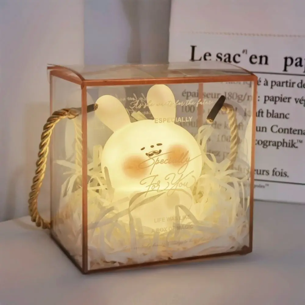 Ins Style Little Rabbit Bedroom Lamp Silicone Lighting Equipment Decorative Atmosphere Light Soft Girl Heart Bedside Lamps