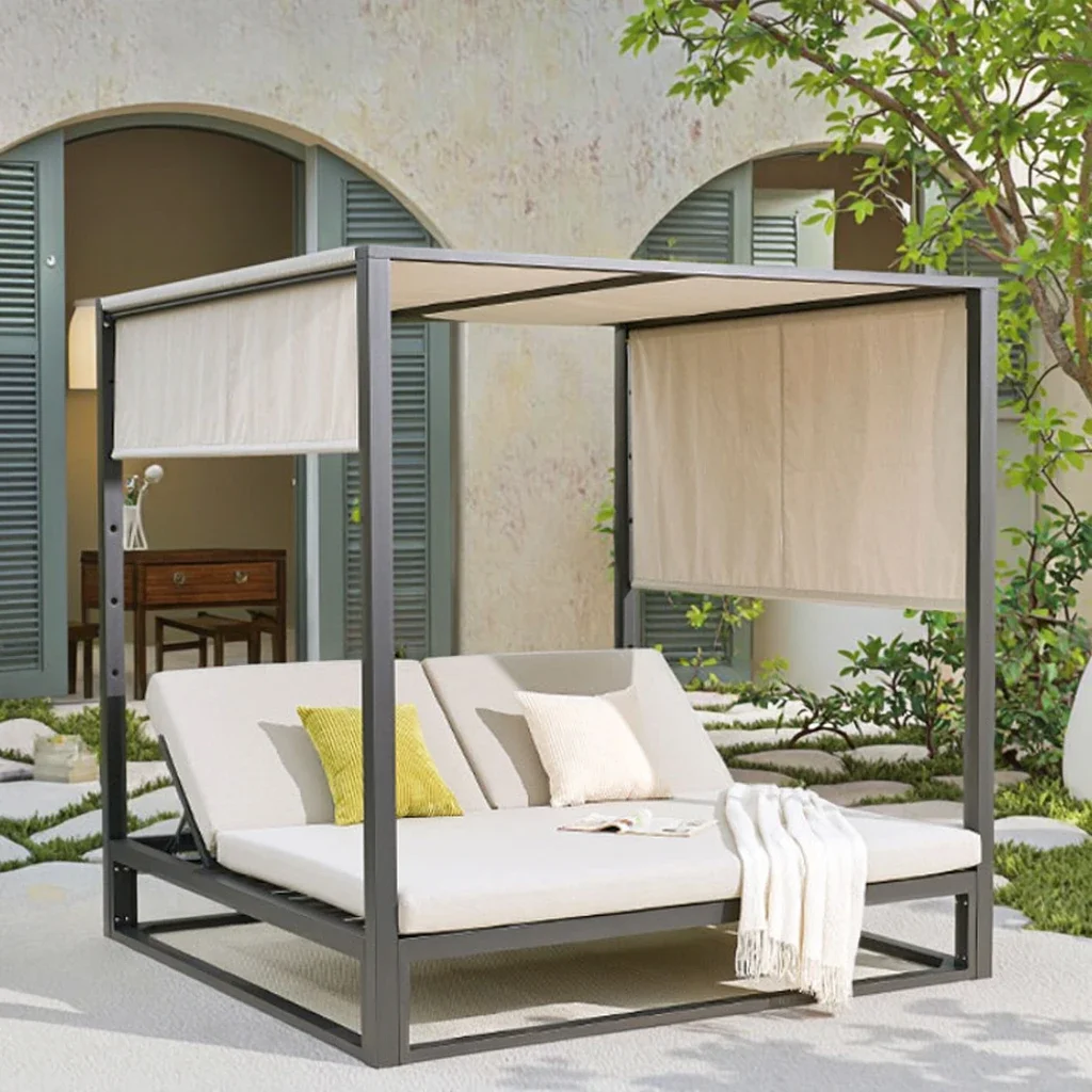 

Outdoor Lounge Bed Chairs Courtyard Hotels Villas, Gardens, Aluminum Alloy Lazy Lounge Chairs