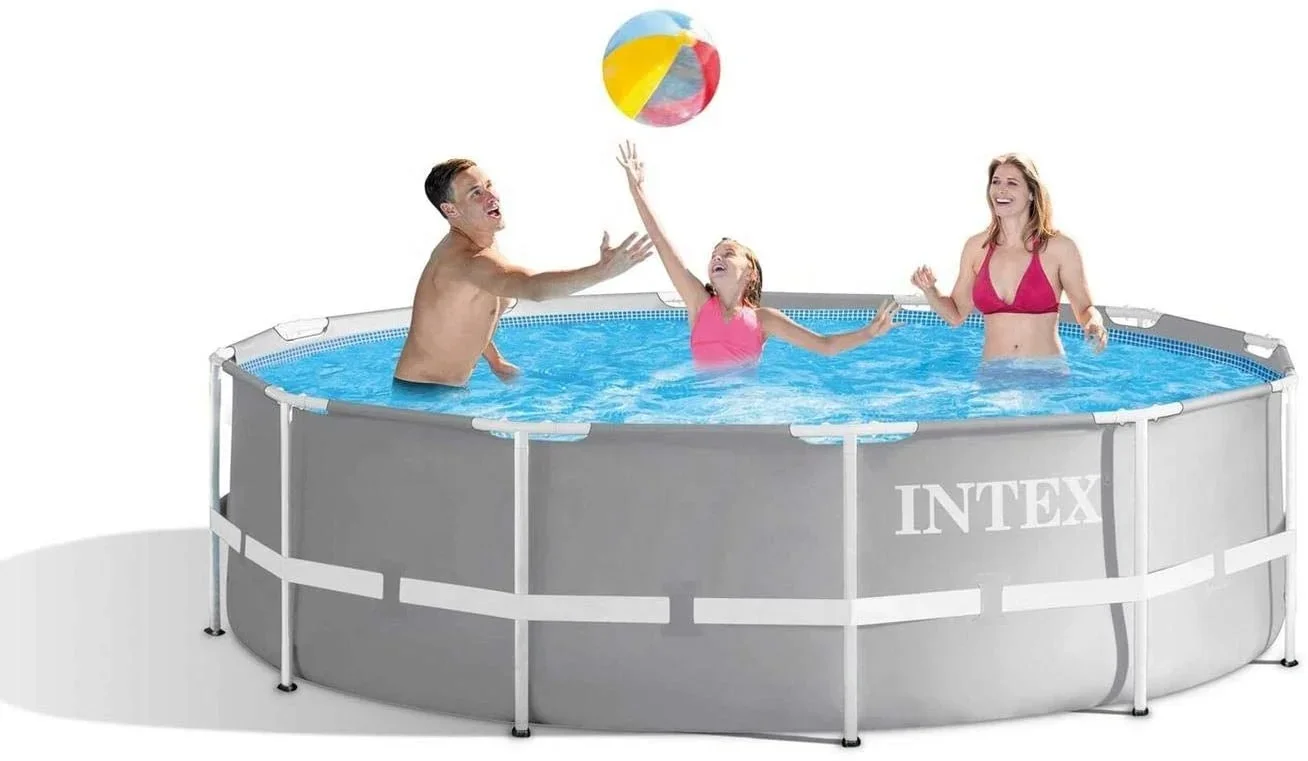 INTEX 26716 12FT X 39IN Prism Frame Premium Pool Set Above Ground Steel Round Swimming Pool