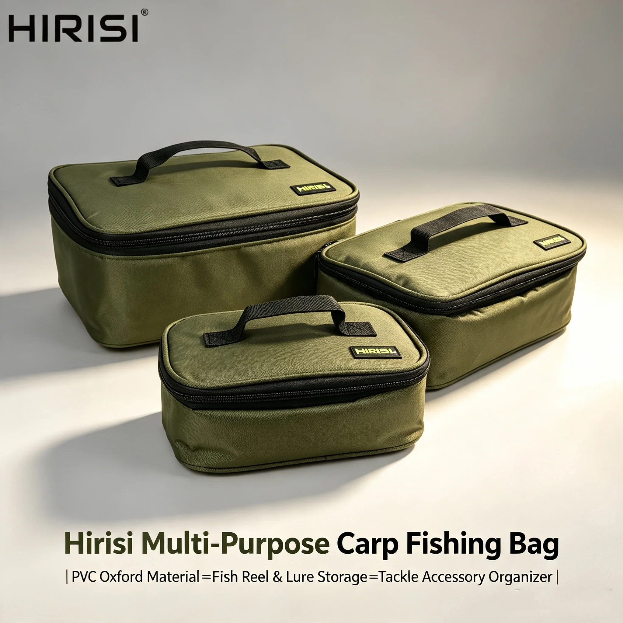 Hirisi Mehrzweck-Karpfenangeltasche - PVC-Oxford-Material, Aufbewahrung für Angelrollen und Köder, Organizer für Angelzubehör