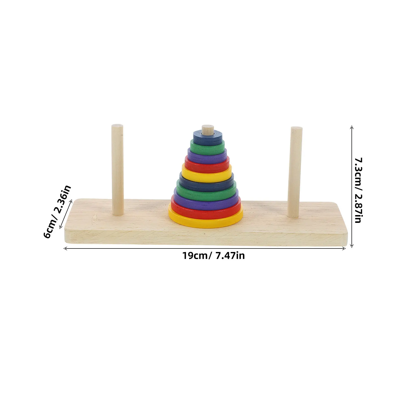 1Set Colorful Wooden Hanoi of Tower Puzzle Intellectual Board Game for Home Family Brain Exercise Logic Training view 5