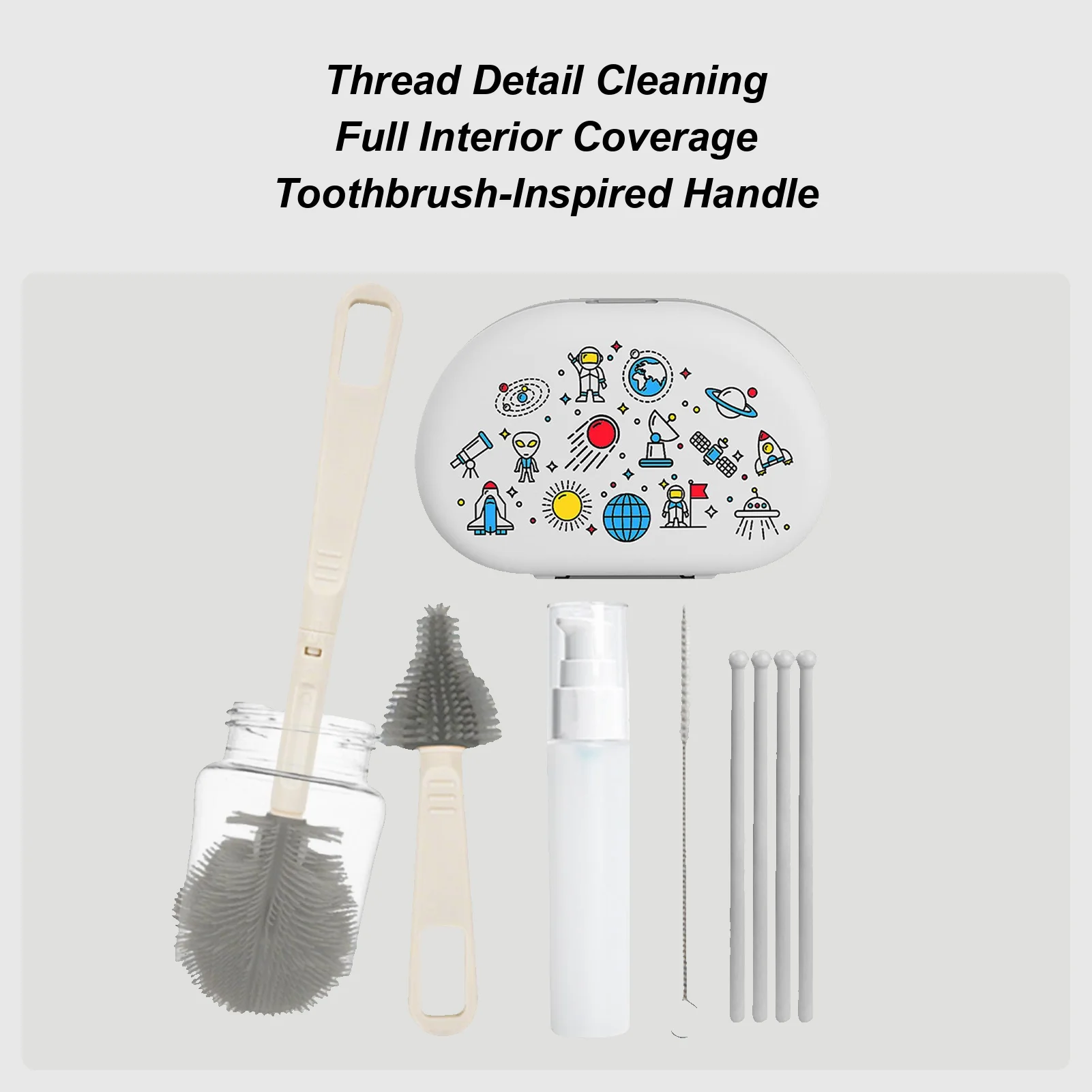 

Bottle Brush Kit Flexible Silicone Cups Cleaning Tools Water Bottle Cleaner Brush For Lids Straws Nipple Breast Pumps Breast