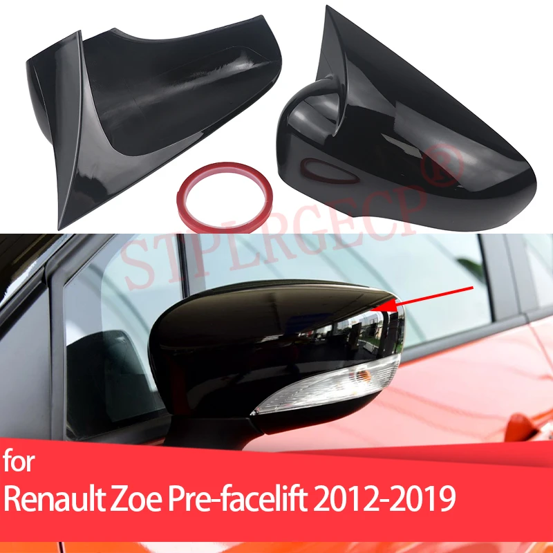 

Black Horn Shape Carbon Pattern Mirror Cover Overlay Add-on for Renault Zoe Pre-facelift 2012-2018 2019 M Look Styling