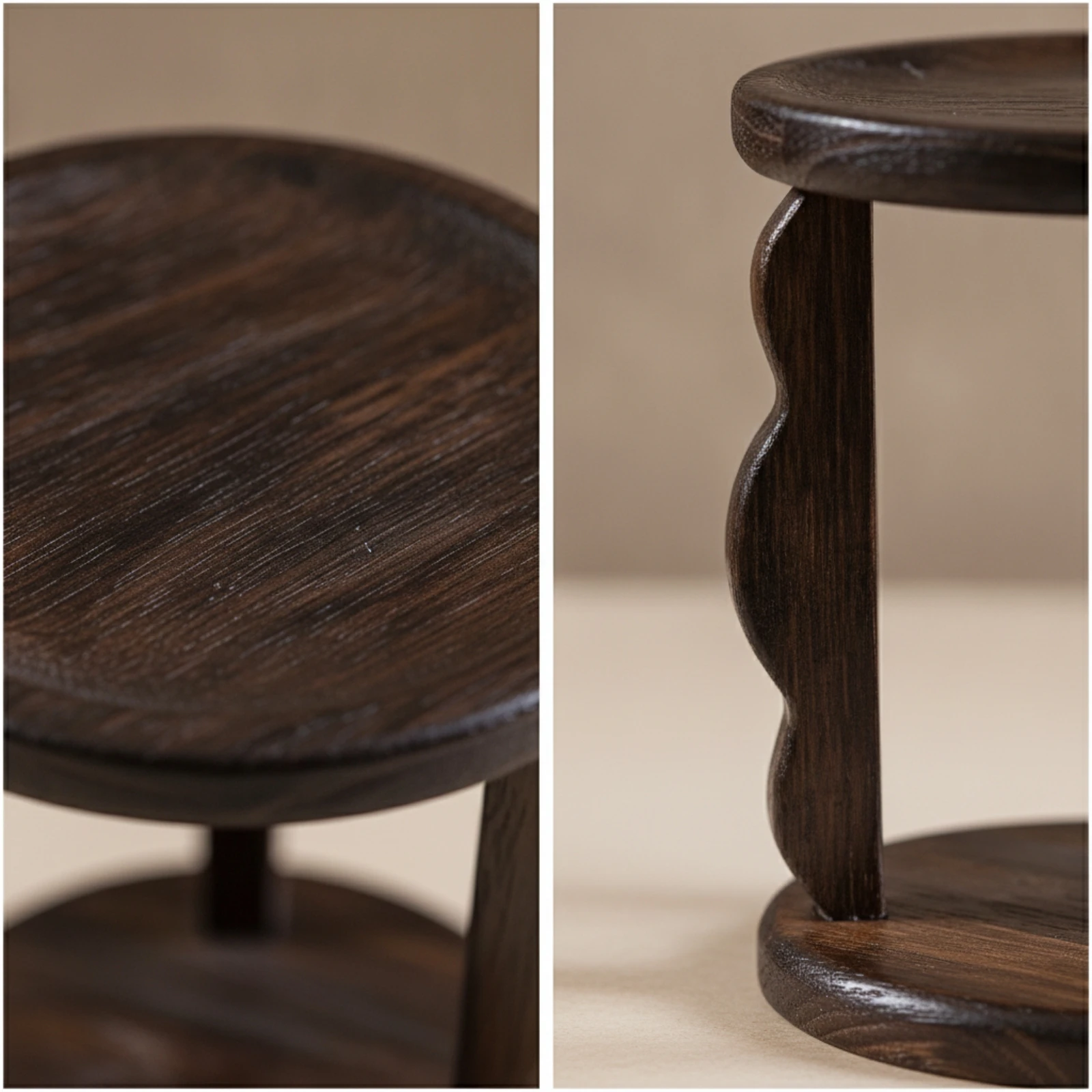 Display Stand with Round Base Compact Tiered Display Stand Wood Riser Zen-Style Multi-Functional for Tea Lovers, Reading Nook