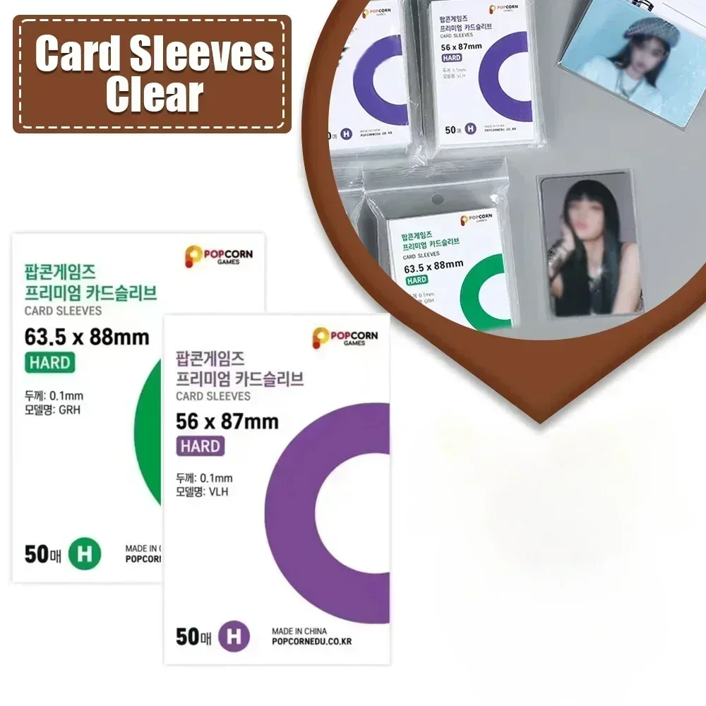 50PCS Korea Card Sleeves Clear Acid Free-No CPP HARD 3 Inch Photocard Film Album Binder Original Photo Card Flat Card Holder