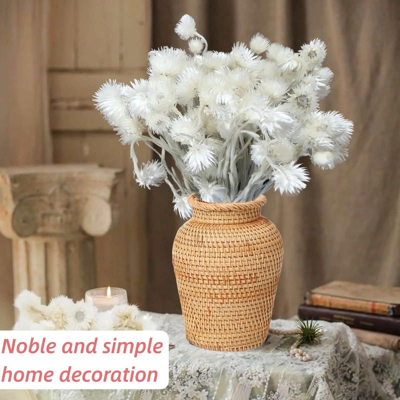 30 PCS Heads Dried White Daisy Flowers -Real Dried Silver Daisy Chamomile Flower Bundle for Vase Home Wedding Boho Office Decor