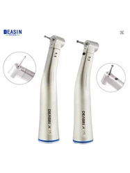 Dental 1:1 Against LED Fiber Optic Handpiece Internal Water Spray Contra Angle Push Button Chuck Blue Ring Low Speed Handpiece