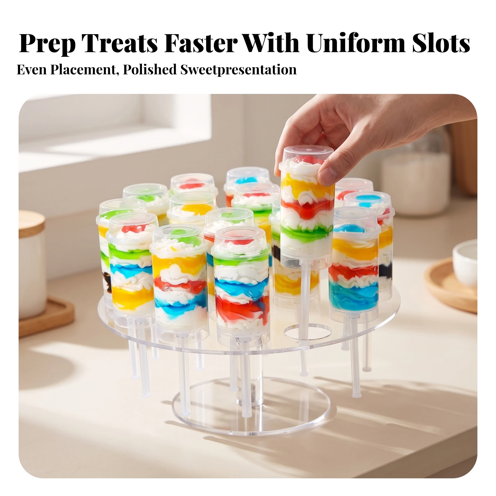 Push Cake Cake Display Stand Round Shaped Push Cake Stand Clear for Bakers, Dessert Tables, Parties