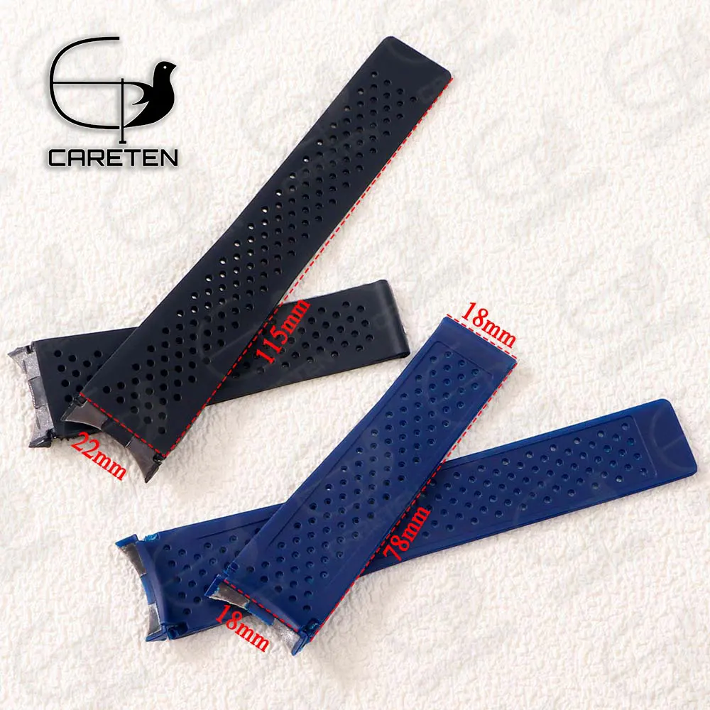 Elbow Screw Hole Rubber Watchband For TAG HEUER GRAND CARRERA AQUARACER Strap 22mm Waterproof T Mark Silicone Watch Bracelet