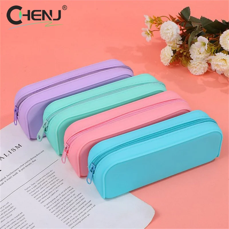 Imagem -02 - Elegante Estojo de Silicone Grande Capacidade Doce Colorido Papelaria Criativa e Minimalista Caneta Estudantil 1pc