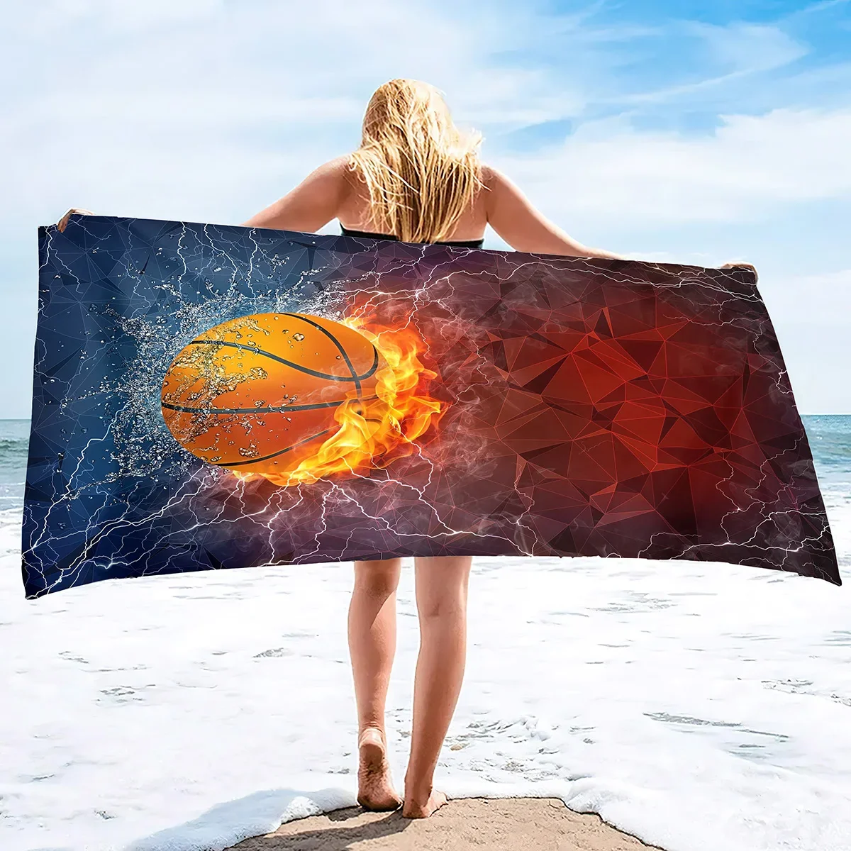 Basketball Large Beach Towel,Soft and Quick Dry Oversized Bath  Soft Microfiber  for Sports Girls Teens Adults Men