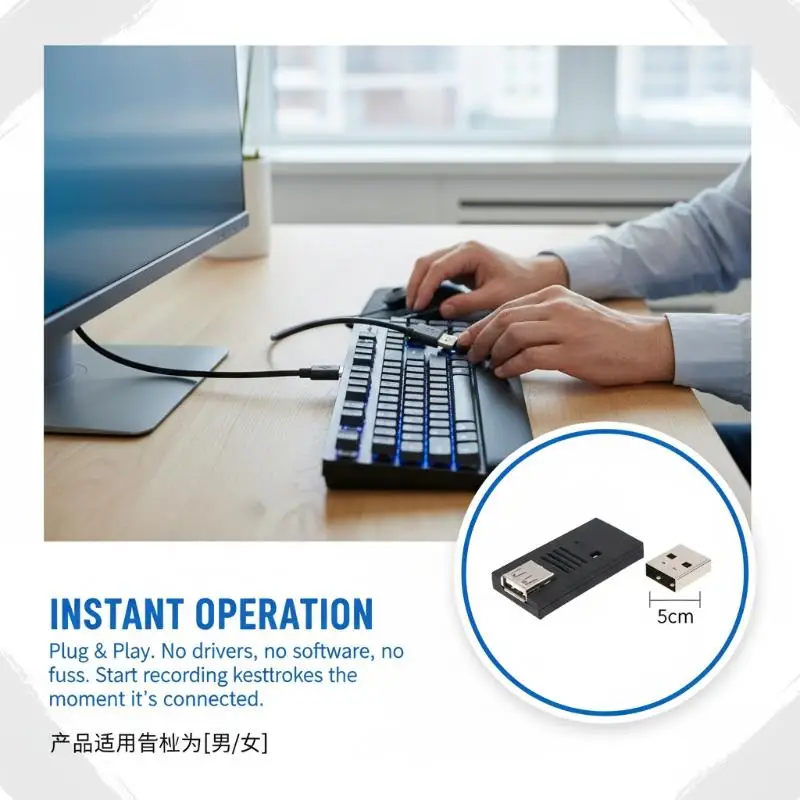 USB Keylogger Fast Data Transfer 32GB Recorder for Business Computers and Classroom Monitoring