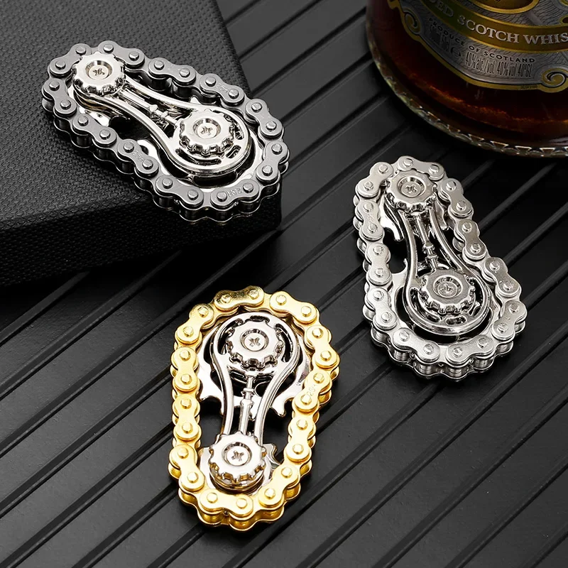 Kettenräder Schwungrad Fingertip Gyro Fidget Spinner Antistress Angst Metall Fahrradketten EDC Spinner Fidget Spielzeug für Erwachsene Kinder