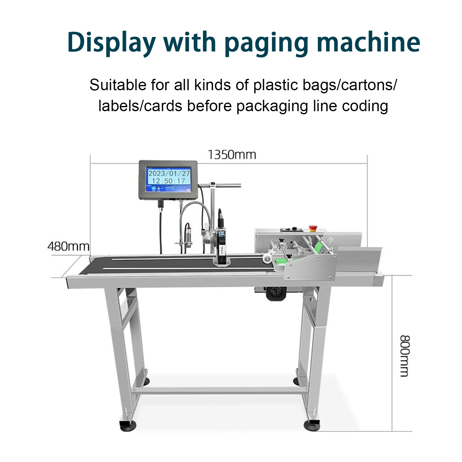 Phezer 12.7/25.4mm P170 screen Label Printer 7-inch Online Inkjet Printer TIJ QR Bar Batch Code Date Number Logo Expiry Date