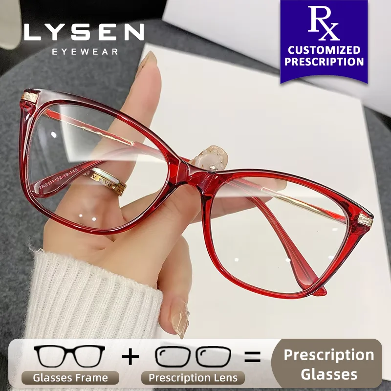 

LYSEN Women Butterfly Photochromic Myopia Glasses Anti Blue Light Computer Glasses Anti-reflection Progressive Reading Eyewear