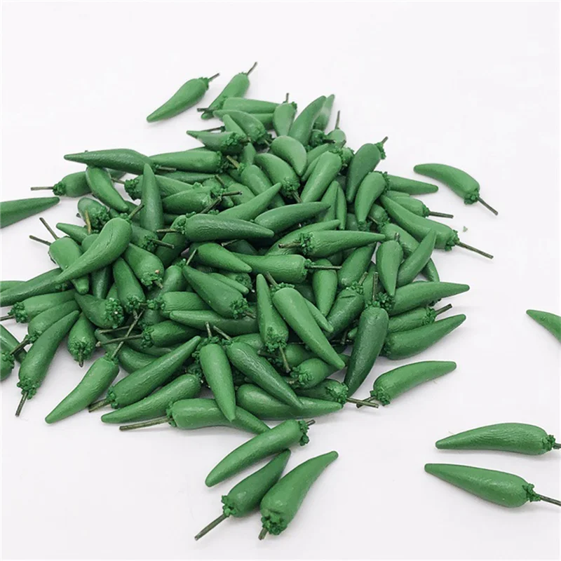 10Pcs/Lot Clay 1:12 Scale Dollhouse Fruit Food Vegetables Miniature Green Pepper for Doll Kitchen Toys