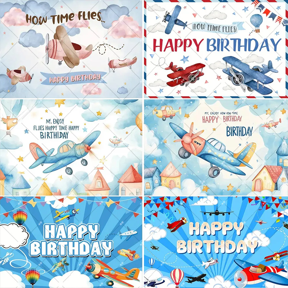 Airplane Theme Boy Birthday Party Airplane Aviator Adventure Aircraft Cloud Newborn Baby Shower Photo Shoot Background Decor