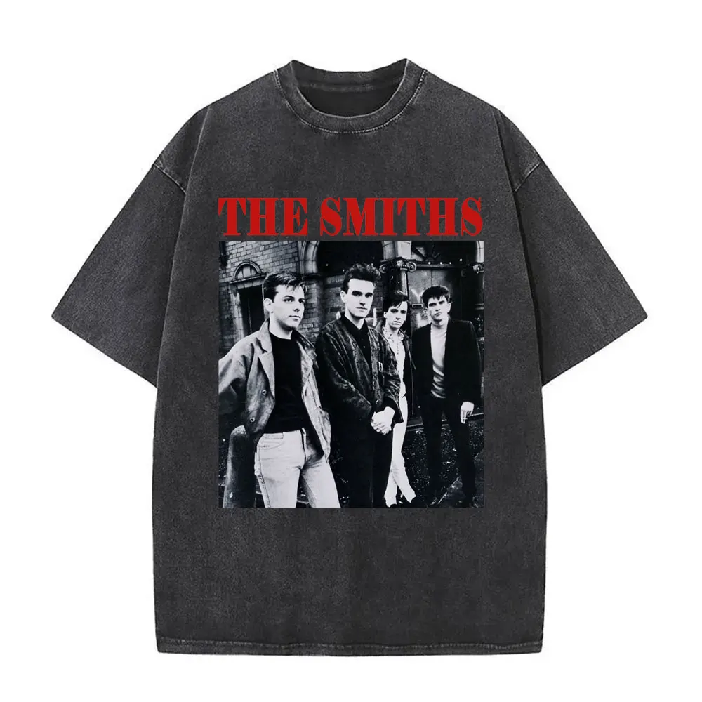 فرقة الروك البريطانية The Smiths The Queen Is Dead مضحك القط ريترو غسلها تي شيرت بديل 1980's إيندي موريسي تي شيرت للجنسين