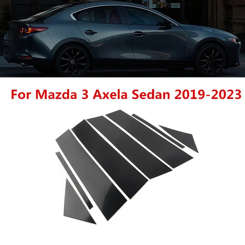 

8 шт./компл. стойки для окон и дверей автомобиля, глянцевая черная молдинговая накладка для Mazda 3 Axela Sedan 2019 2020 2021 2022 2023