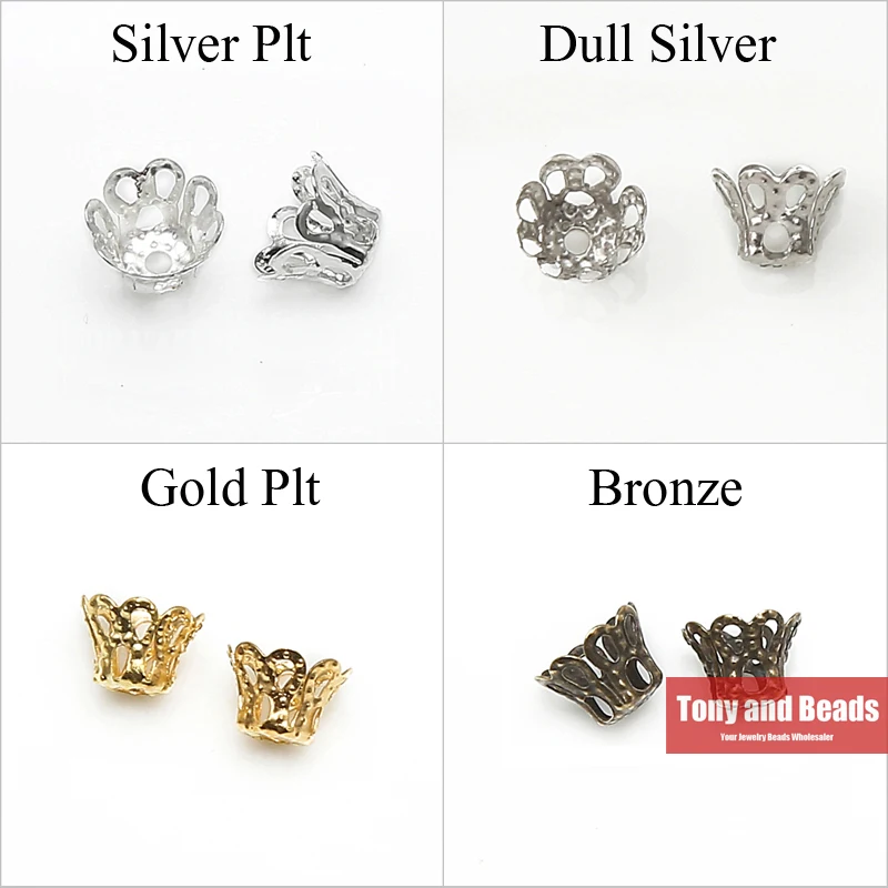 (350Pcs=1Lot ! ) Jewelry Finding 5x6MM Wine Class Flower Bead Cap Gold Color Silver Color Bronze Nickel Plated No.BC9