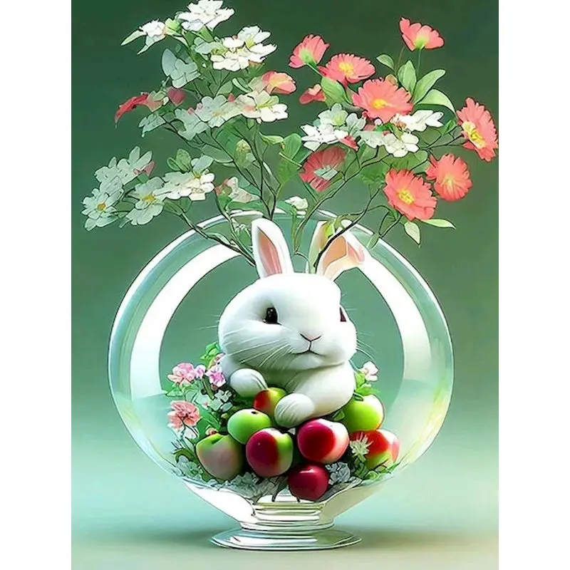 

CHENISTORY Paint By Numbers Set Rabbit Oil Picture Drawing Canvas Frame Acrylic Paint For Adults Kits Coloring By Number Decor A