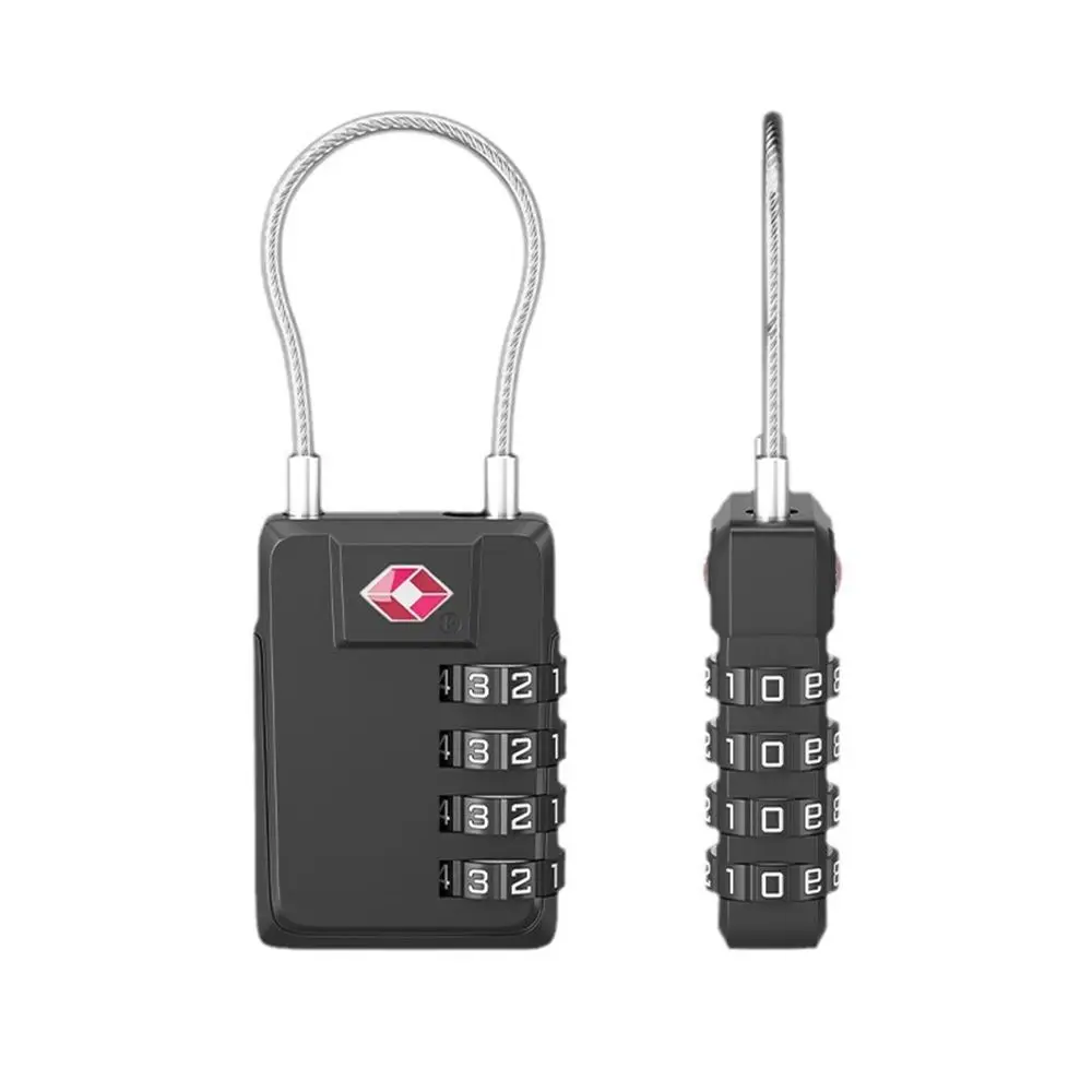 Portable Padlock TSA Customs Lock 4 Digit Combination Zinc Alloy Anti-theft Lock Wire Rope Padlock Suitcase Luggage Coded Lock