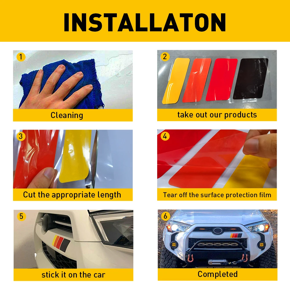 Fit For Toyota Tacoma Tundra 4Runner RAV4 Hilux Highlander Sequoia Land Cruiser Car Accessories Four-Wave Stripe Decal Sticker