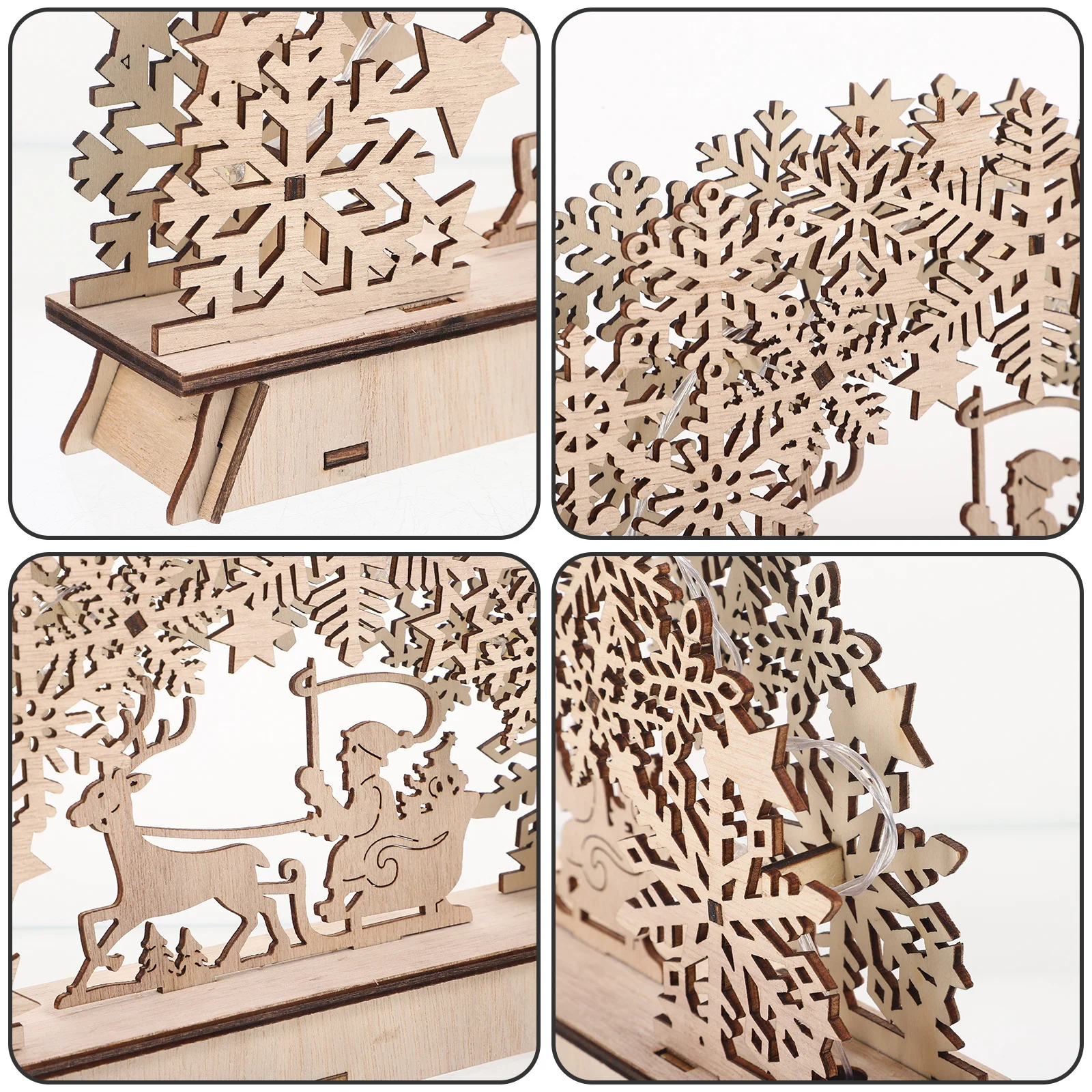 

Christmas Tree Decoration Wooden Shaped Luminous Desktop Ornament Creative Christmas Craft for Home Desk Living Room