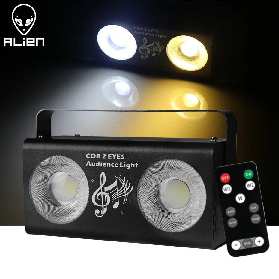 ALIEN 2 EYE 2in1 COB Cool Warm White DJ Disco Party Audience Light Sound Strobe Stage Blinder Wedding Club Dance Wash DMX Lamp