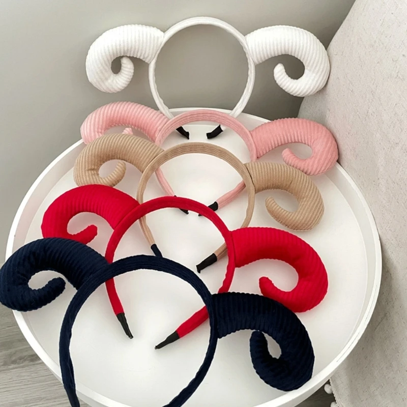 นุ่มแพะแกะHeadband Hornสัตว์คอสเพลย์ผมHoopสำหรับเด็กแสดงเวทีสัตว์Hairbandsการ์ตูนเครื่องแต่งกายDropsale