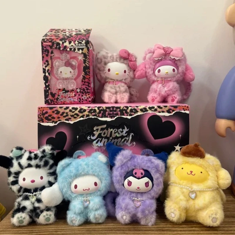 Genuine Miniso Sanrio Forest Animals Series Blind Box Kuromi Melody Kitty Plush Mystery Box Toys Cute Surprise Bag Pendant Gifts
