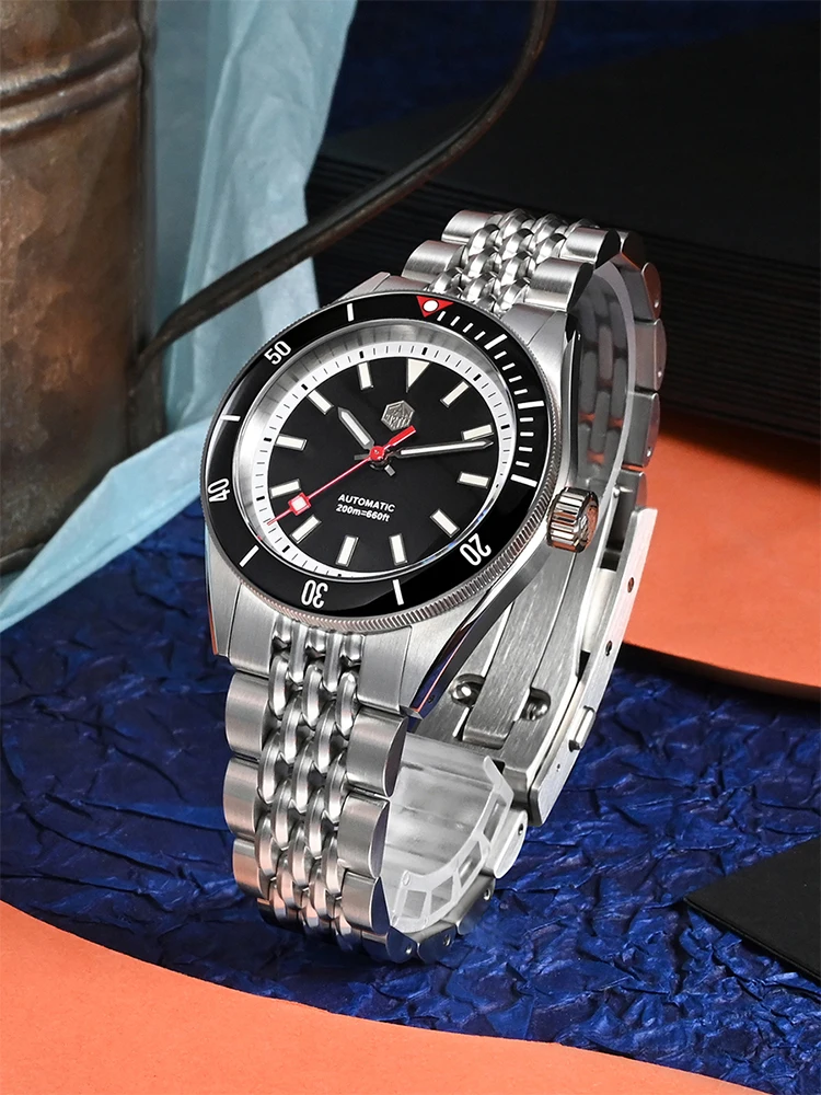 San Martin Original Design 39.5mm NH35 Diver Watch Automatic Mechanical Rice Bracelet Fly Adjustable Clasp 20Bar Reloj SN0115G