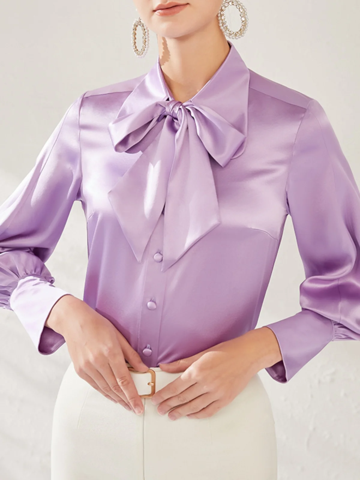 

TaoMei Весенняя новинка: Модная женская блузка из тяжелого шелка 30 момме, дизайнерская, однотонная, для повседневной носки