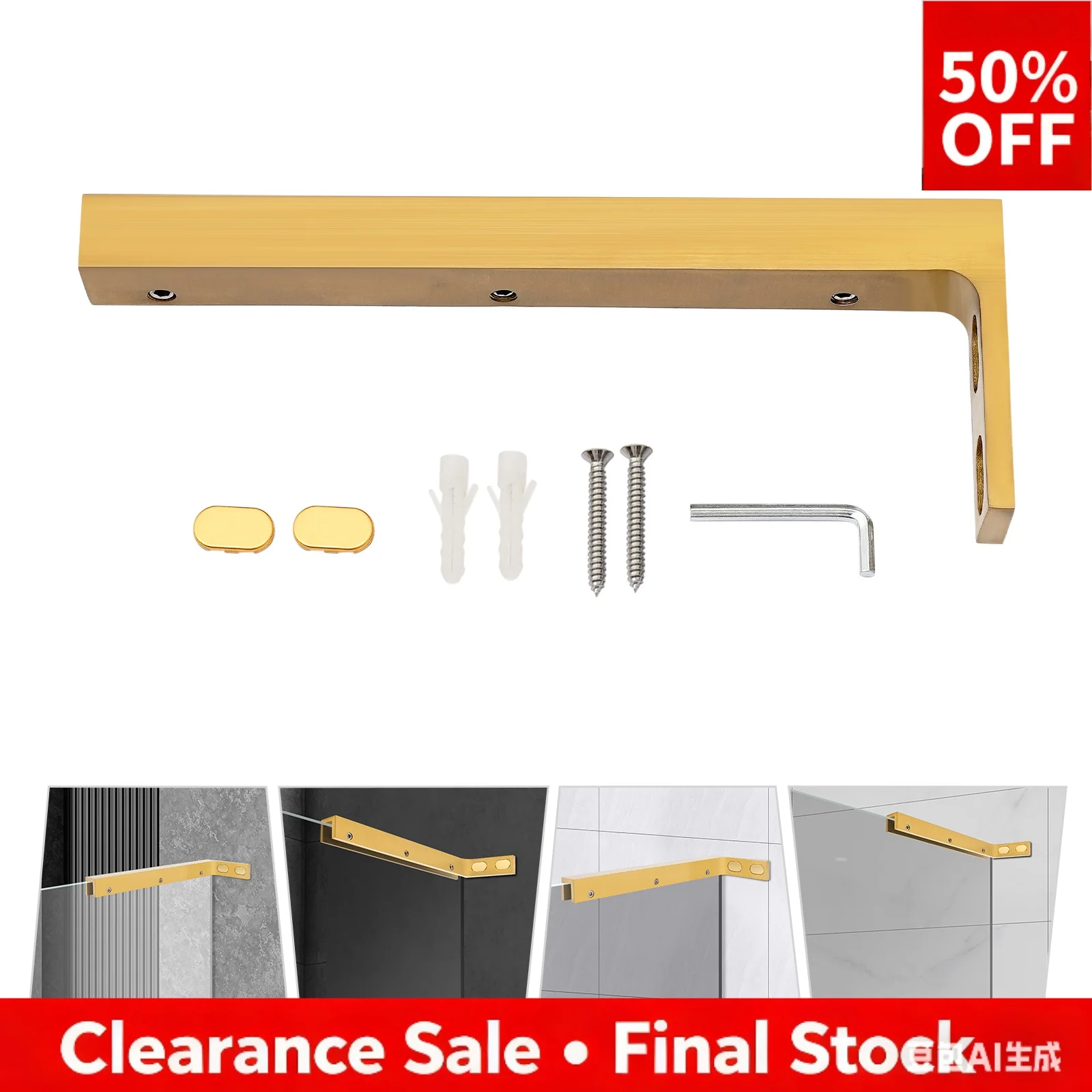 

Glass Door L-Shape Stabilizing Bracket, Glass Support Bracket Stabilizer Mounting Bracket Anti Swing Rod for Bathroom