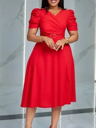 Saia plissada elegante decote v, vestido verão, nova moda, temperamento, 2024