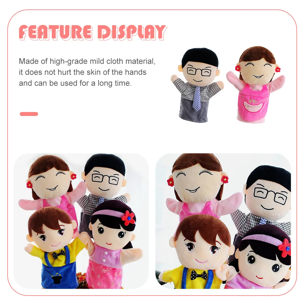 

2Pcs Family Hand Puppet Soft Cloth Educational Interactive Storytelling Hand Puppets for Kids Early Learning Role Play