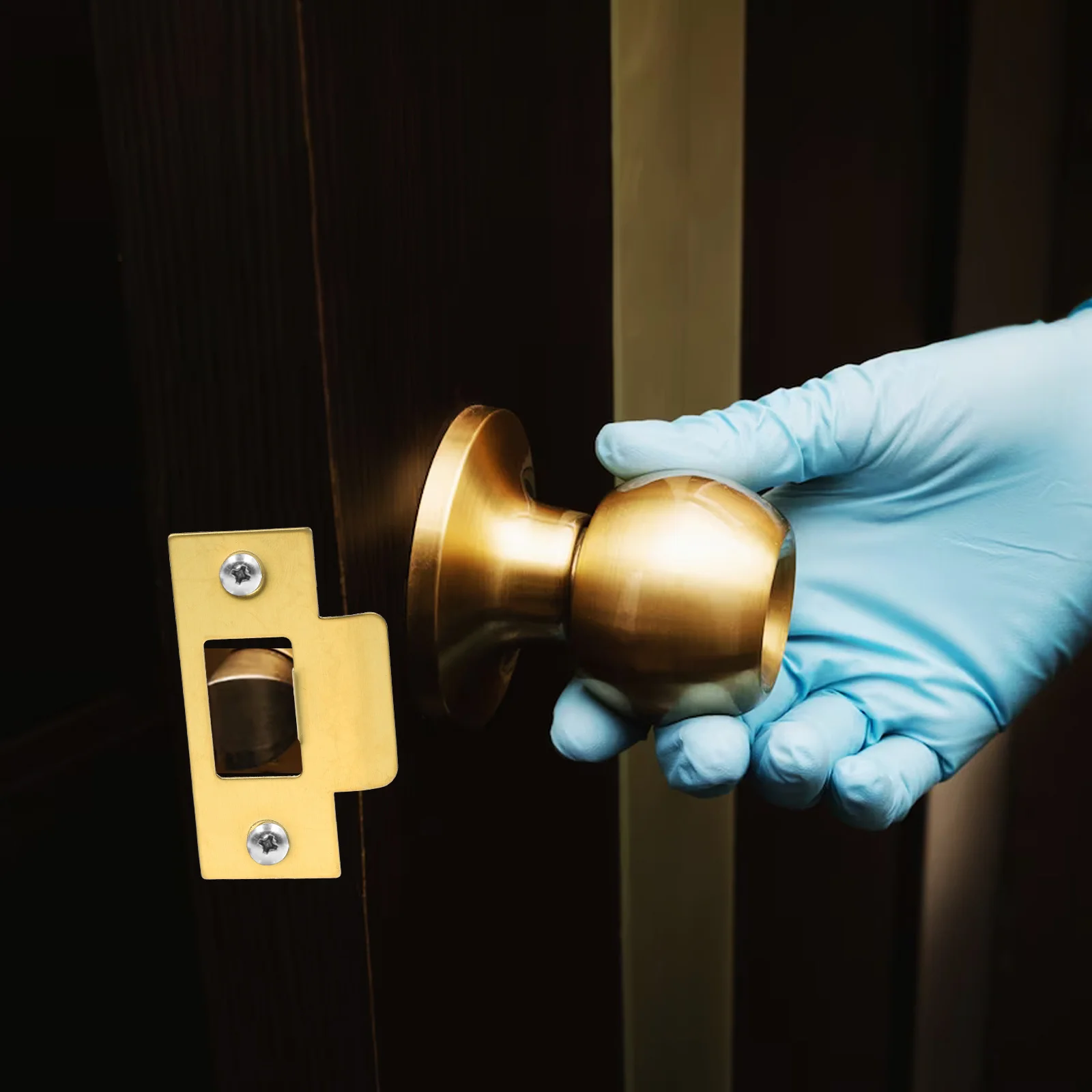 2 szt. Stal nierdzewna Osłona otworu zamka zatrzaskowego, zaślepka otworu w drzwiach, zestaw do wzmocnienia drzwi i poprawy bezpieczeństwa