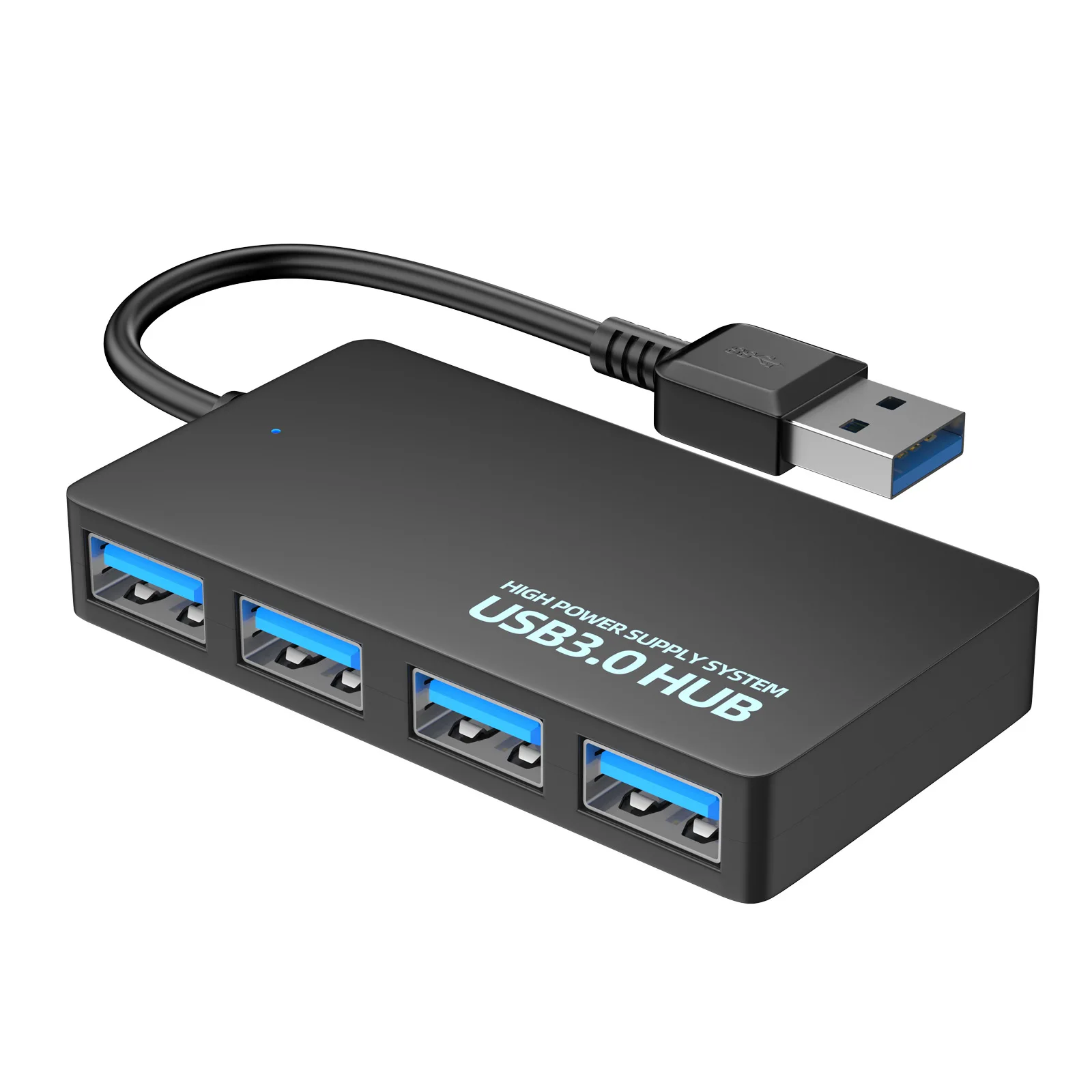 Portable USB Hub Compact 4 Port USB 3.0 Hub Splitter Adapter 5Gbps for Mac Laptop Notebook PC Desktop Black