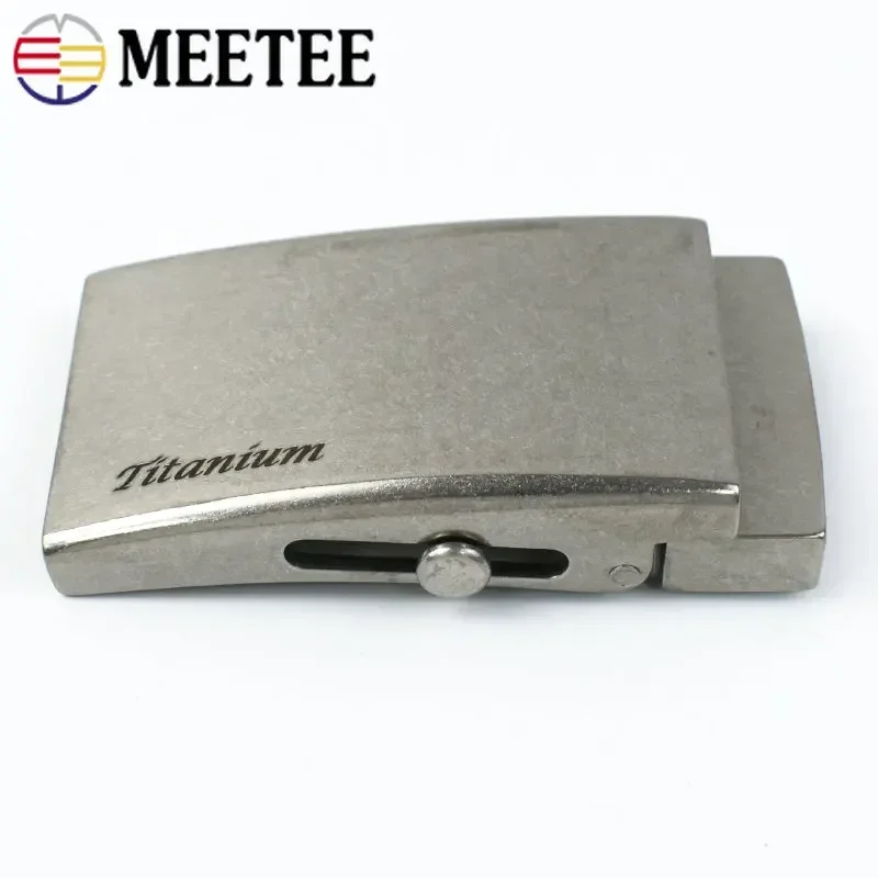 Meetee 1pc 35/38mm Pure Titanium Belt Buckles Anti-allergy Toothless Roller Automatic Buckle Belts Head Clasp DIY Leather Craft