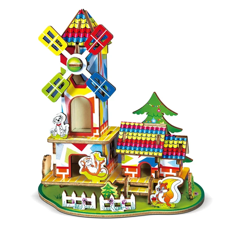 

Wooden 3D Ice Cream Cottage Model Construction Puzzles Miniature Kits Self Assembly Toy Kids Craft Gifts Toys Educational Toys