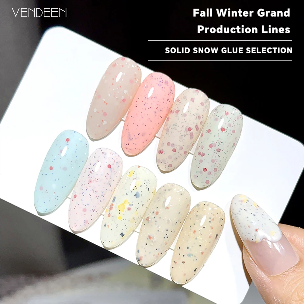 Vendeeni 9 Farben/Set Schneeflocke Milch Eierschale Gel Nagellack UV LED Creme Spot Maniküre Nagellack mit Farbkarte
