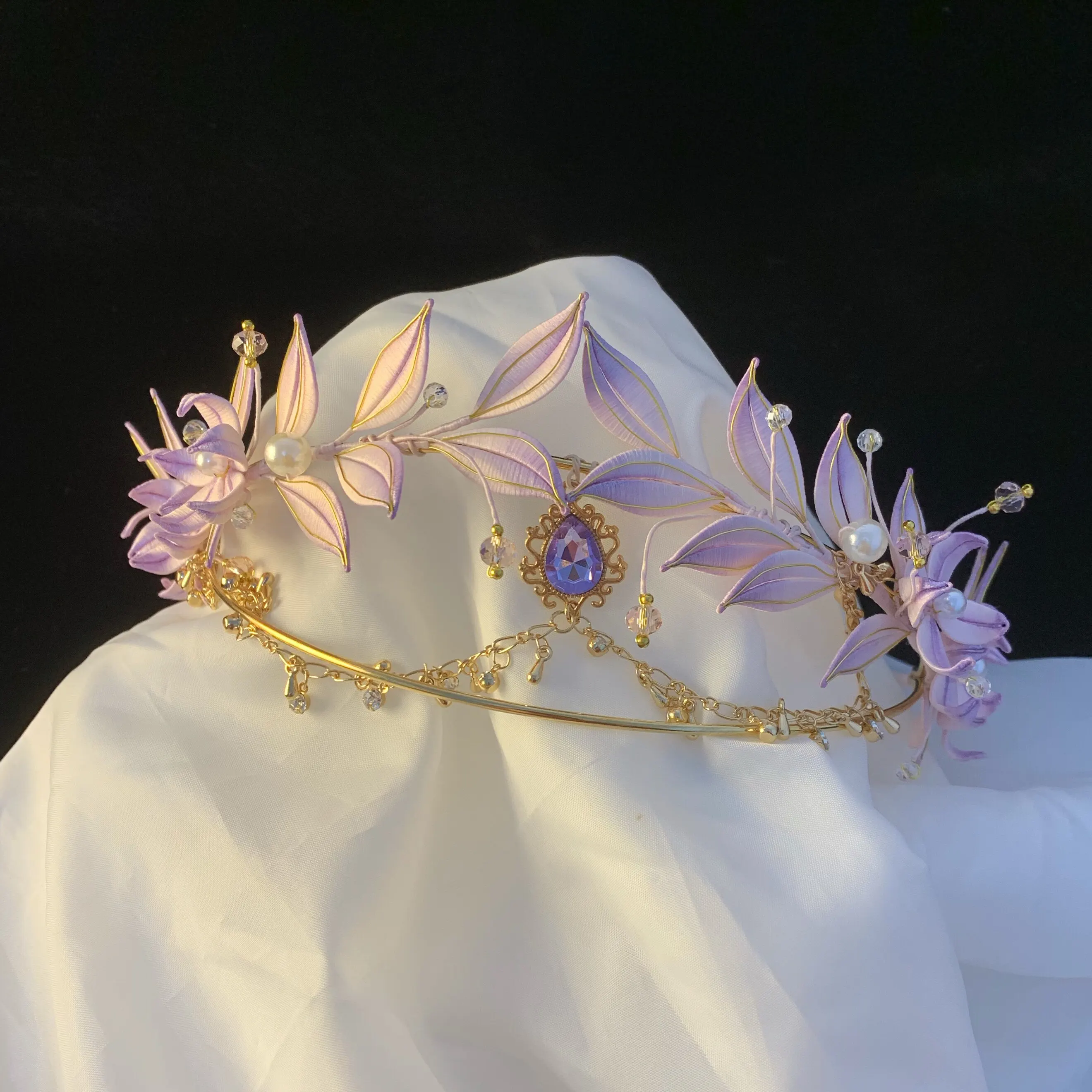 

Laurel handmade flower-wrapped headband DIY material bag crown for girls headgear gift hair crown leaf weaving