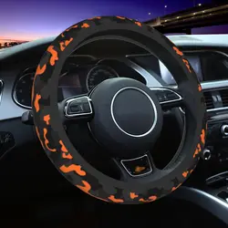 37-38 Car Steering Wheel Cover Black Orange Camouflage Military Braid On The Steering Wheel Cover Automobile Accessory