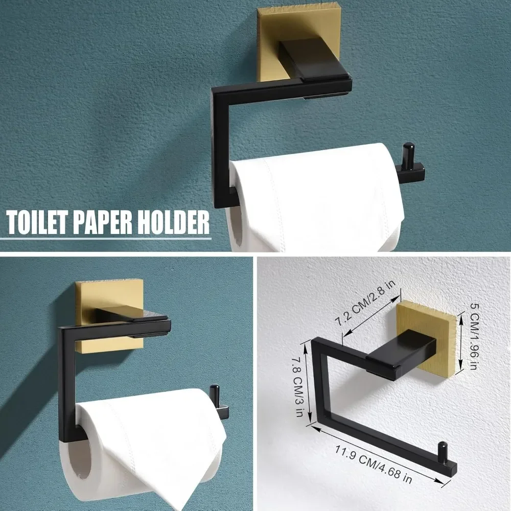 Set di accessori Hardware per il bagno da 5 pezzi Set di portasciugamani da 23.6 pollici in oro nero e spazzolato Set di portasciugamani moderno